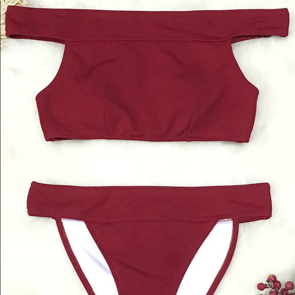 Red Off-The-Shoulder Bikini